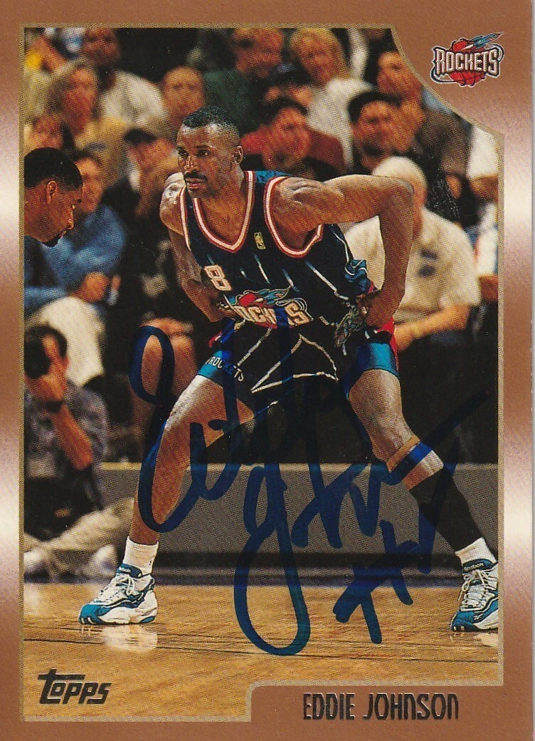 EDDIE JOHNSON HOUSTON ROCKETS  SIGNED 1998 TOPPS CARD #36