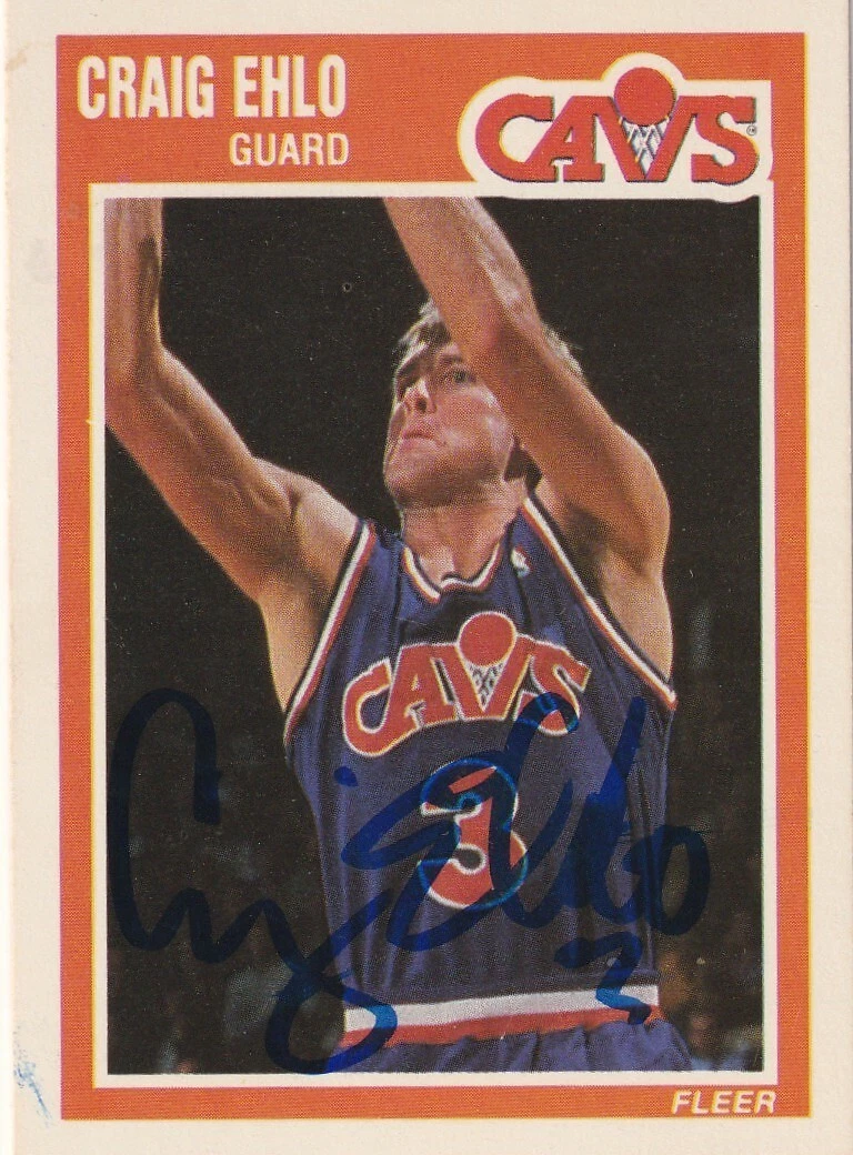 CRAIG EHLO CLEVELAND CAVALIERS  SIGNED 1989 FLEER CARD #26