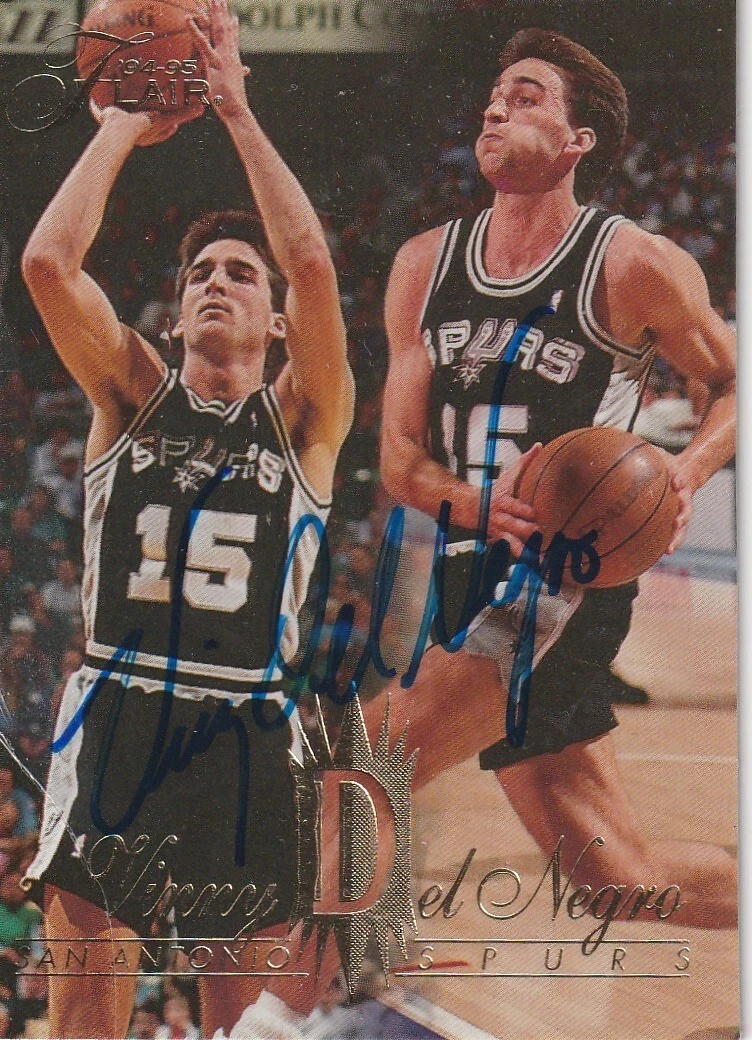 VINNY DEL NEGRO SAN ANTONIO SPURS  SIGNED 1994 FLAIR CARD #133