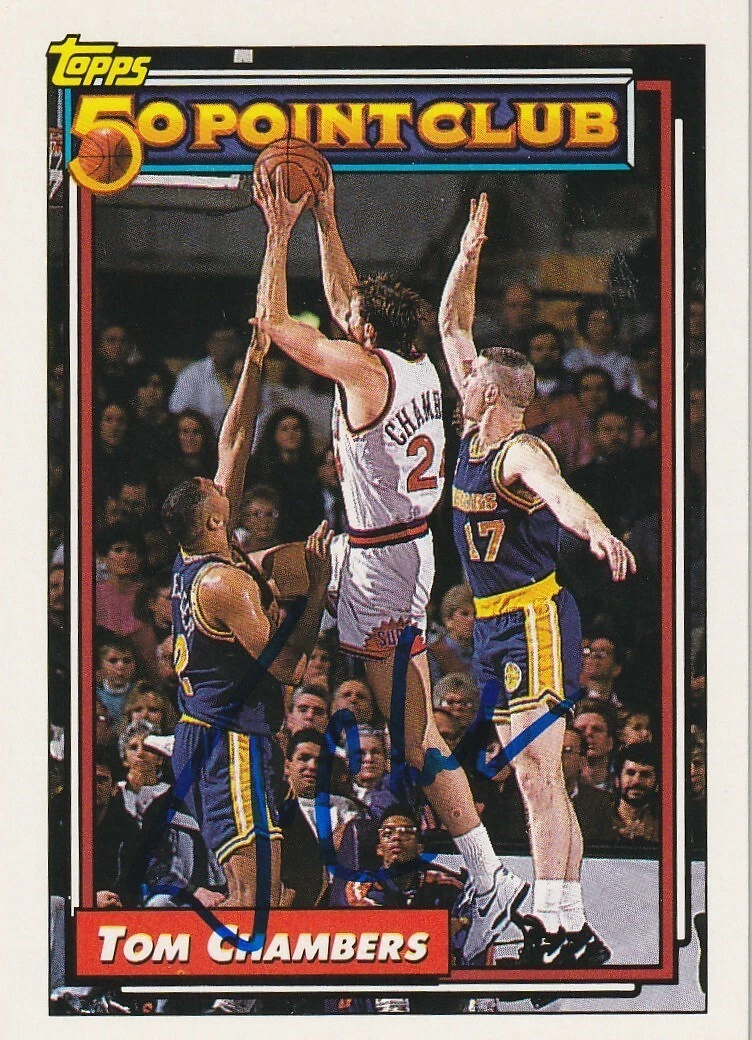 TOM CHAMBERS PHOENIX SUNS  SIGNED 1992 TOPPS #201