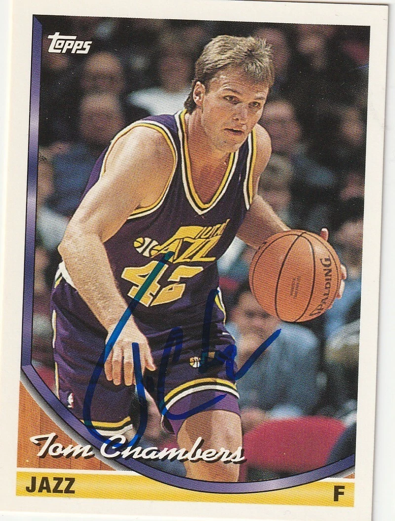 TOM CHAMBERS UTAH JAZZ  SIGNED 1993 TOPPS #220
