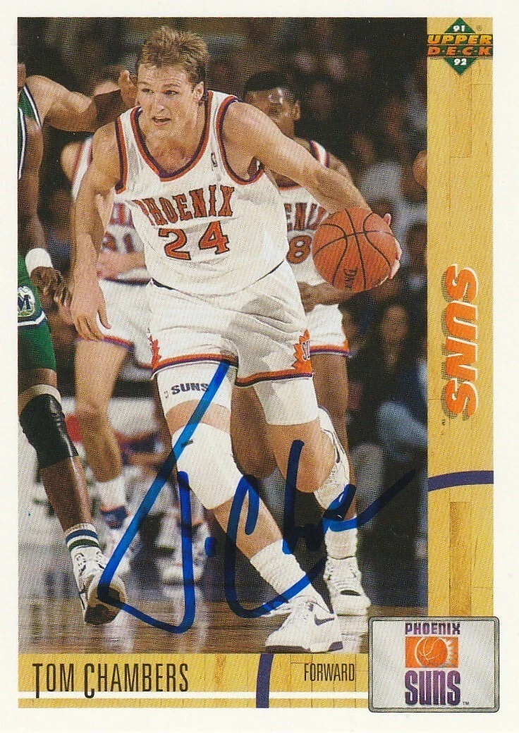 TOM CHAMBERS PHOENIX SUNS  SIGNED 1991 UPPER DECK CARD #15