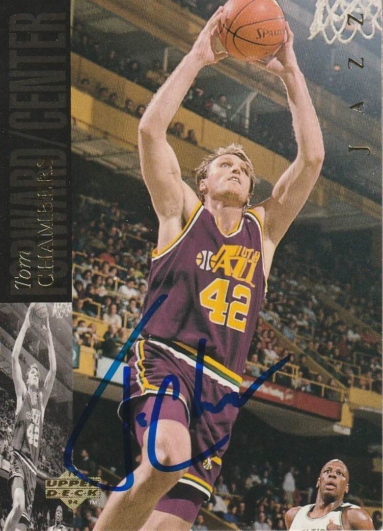 TOM CHAMBERS UTAH JAZZ  SIGNED 1993 UPPER DECK SE CARD #71