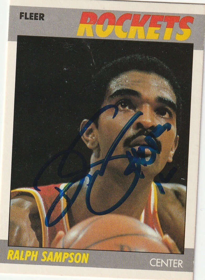 RALPH SAMPSON HOUSTON ROCKETS  SIGNED 1987 FLEER CARD #95