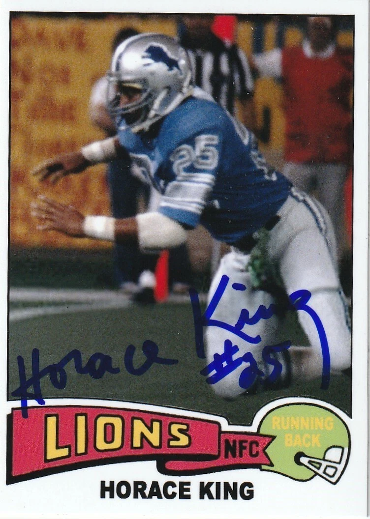HORACE KING  DETROIT LIONS  SIGNED 1975 STYLE CUSTOM CARD