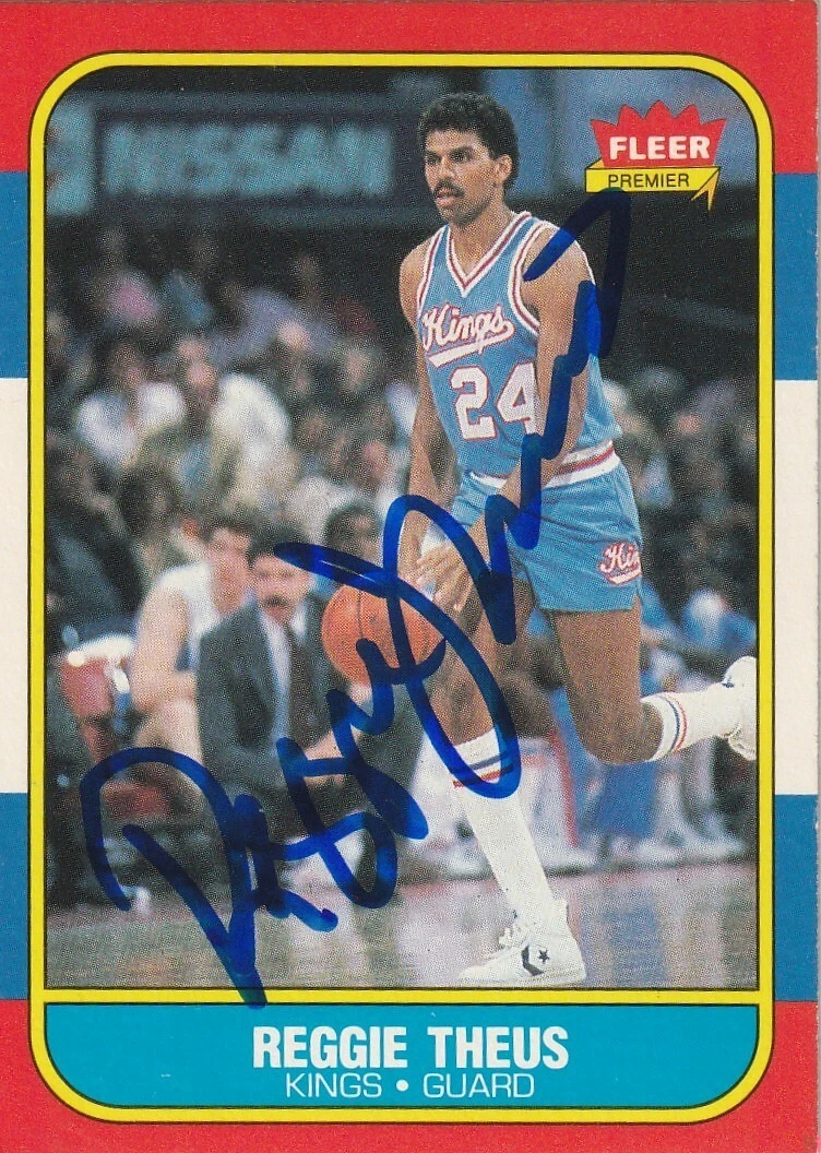 REGGIE THEUS SACRAMENTO KINGS  SIGNED 1986 FLEER CARD #108