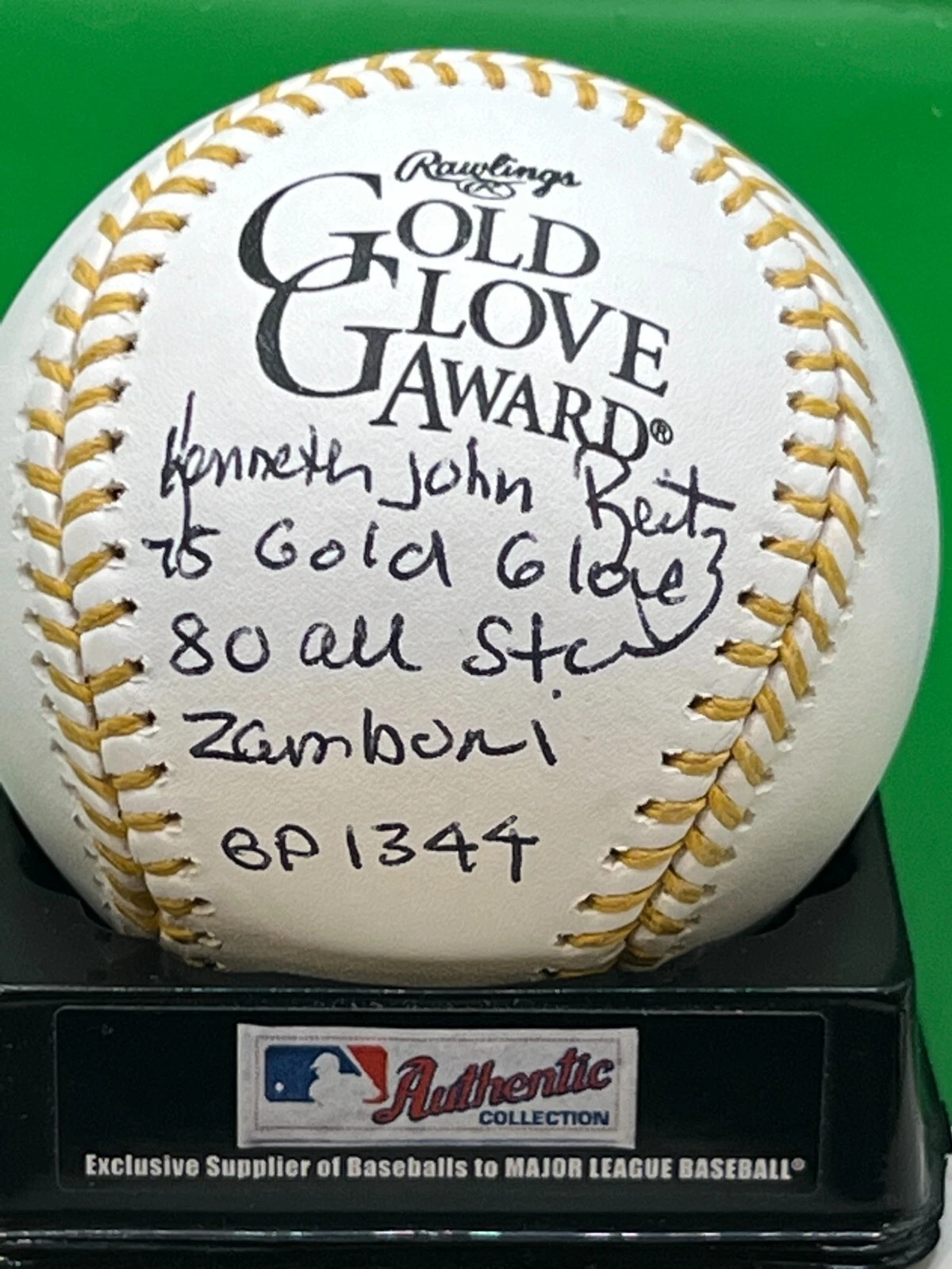 KEN REITZ  ST. LOUIS CARDINALS  GOLD GLOVE STAT  SIGNED OML BASEBALL