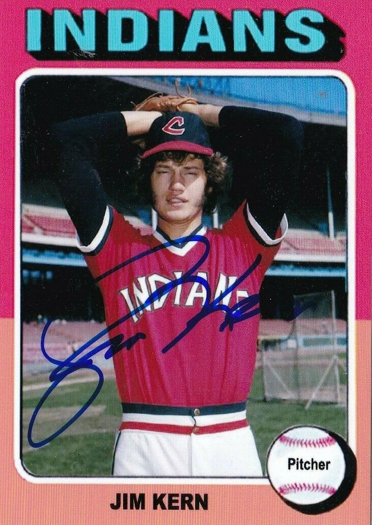 JIM KERN  CLEVELAND INDIANS  SIGNED 1975  STYLE CUSTOM CARD