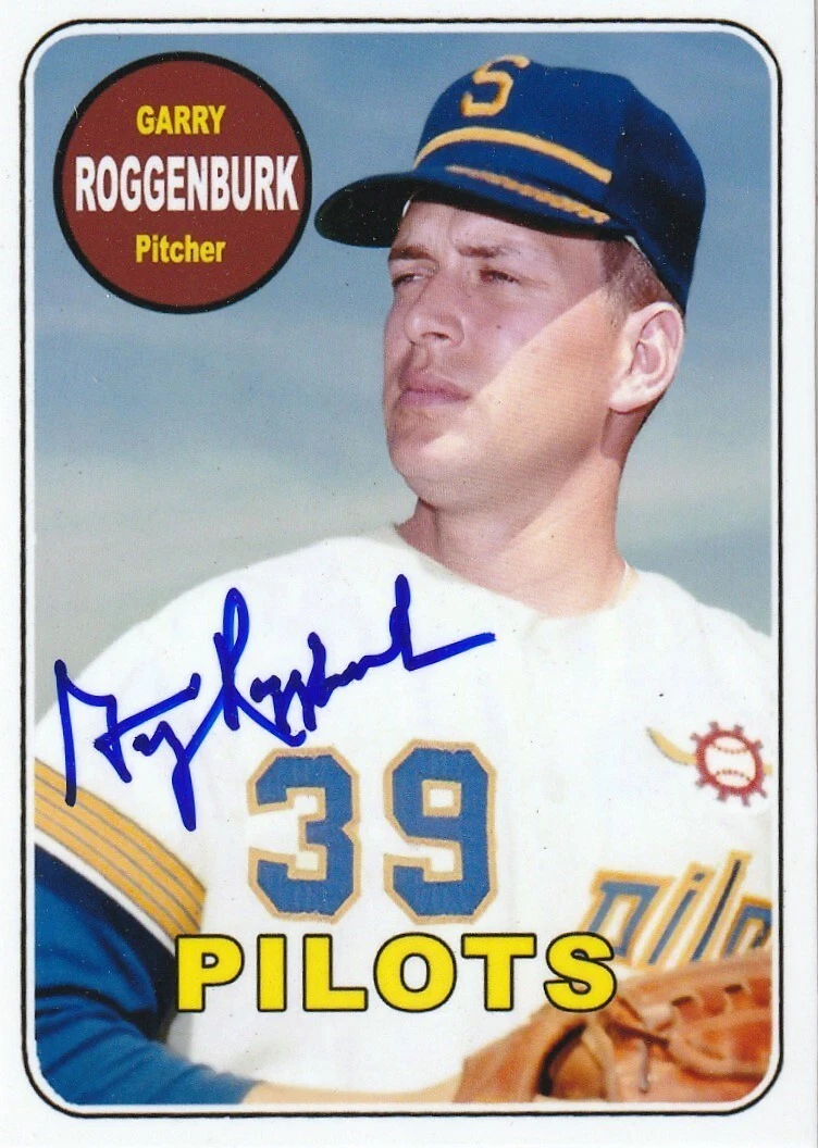 GARRY ROGGENBURK SEATTLE PILOTS  SIGNED 1969 STYLE CUSTOM CARD