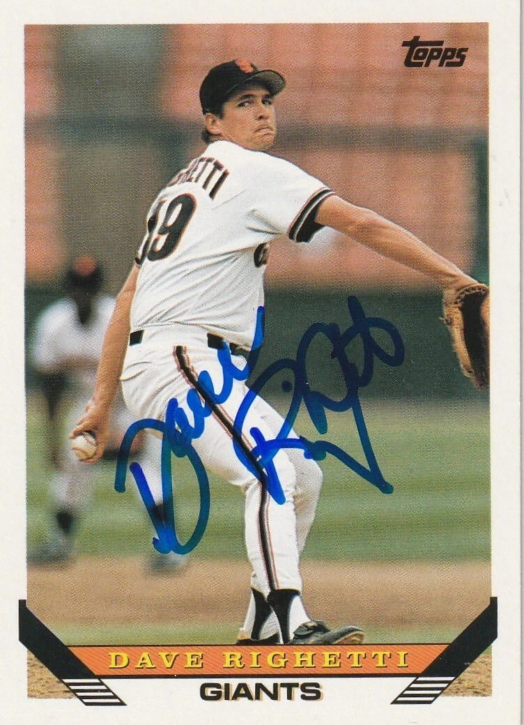 DAVE RIGHETTI SAN FRANCISCO GIANTS  SIGNED 1993 TOPPS CARD #310