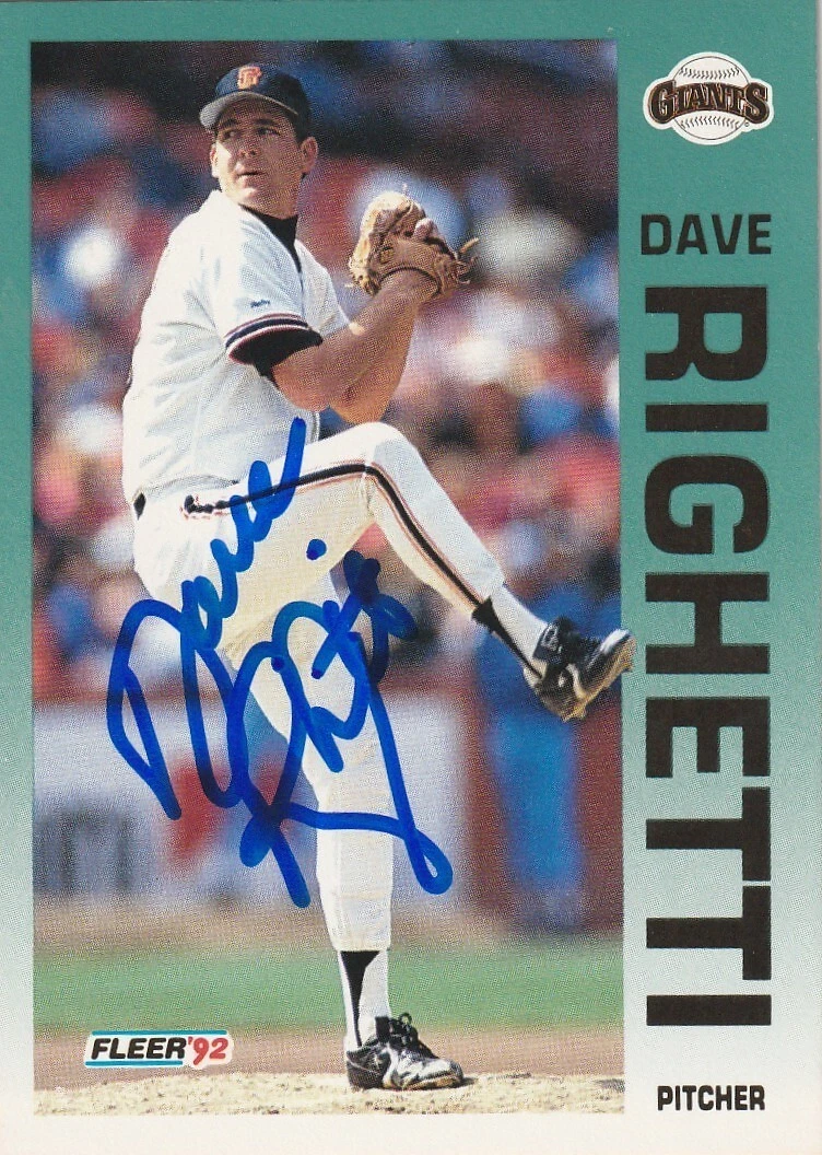 DAVE RIGHETTI SAN FRANCISCO GIANTS  SIGNED 1992 FLEER CARD #647