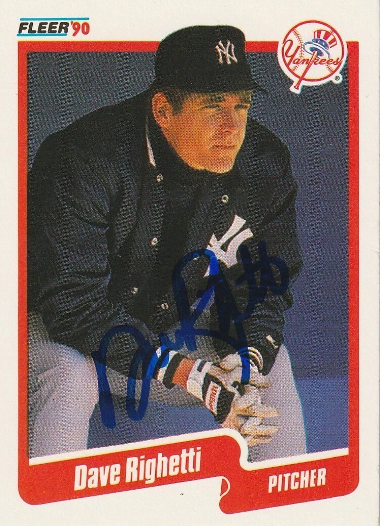 DAVE RIGHETTI NEW YORK YANKEES  SIGNED 1990 FLEER CARD #453