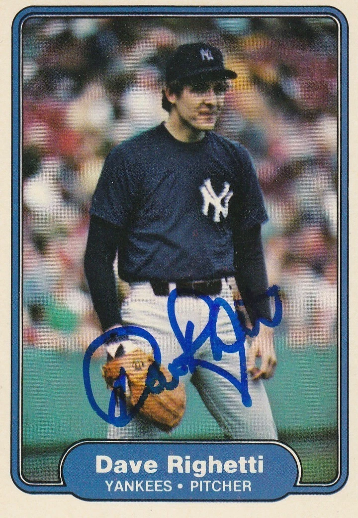 DAVE RIGHETTI NEW YORK YANKEES  SIGNED 1982 FLEER CARD #52