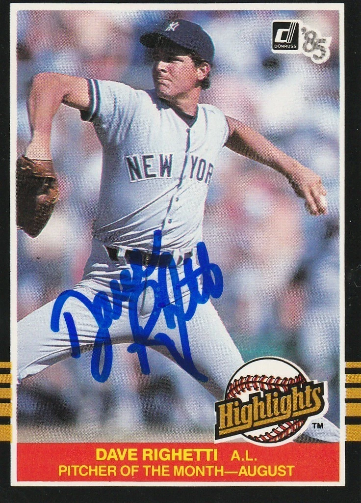 DAVE RIGHETTI NEW YORK YANKEES  SIGNED 1985 DONRUSS HIGHTLIGHTS CARD #37