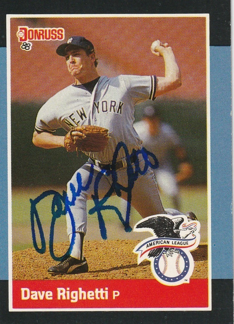 DAVE RIGHETTI NEW YORK YANKEES  SIGNED 1988 DONRUSS CARD #29