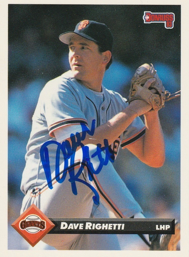 DAVE RIGHETTI SAN FRANCISCO GIANTS  SIGNED 1993 DONRUSS CARD #552