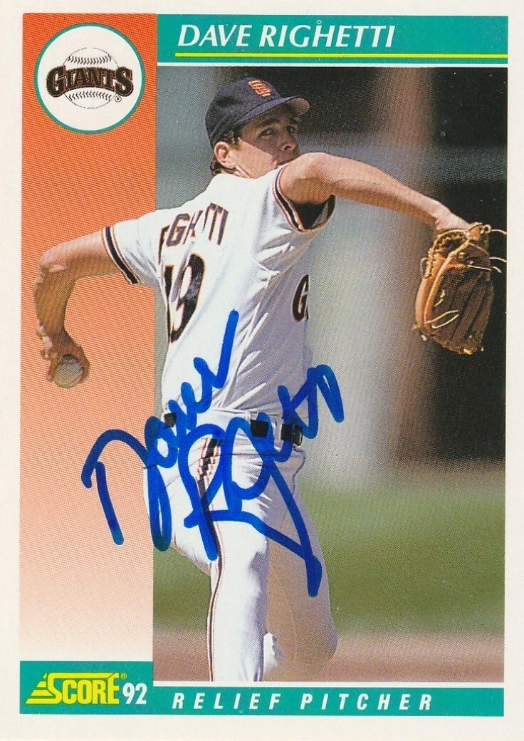 DAVE RIGHETTI SAN FRANCISCO GIANTS  SIGNED 1992 SCORE CARD #260