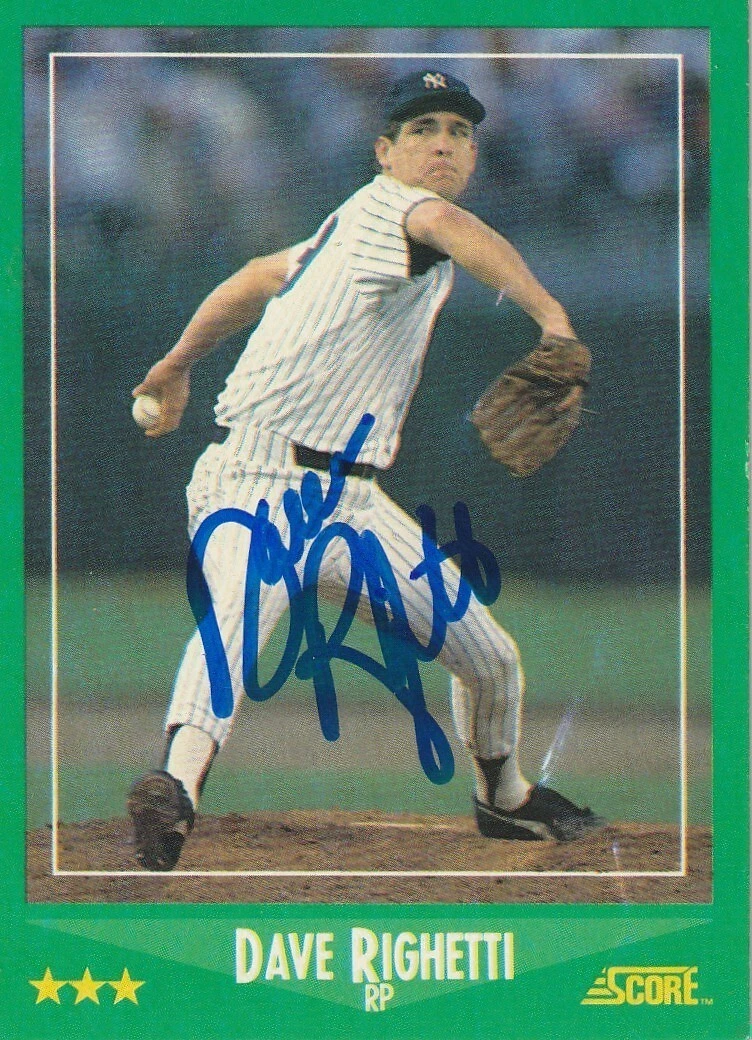 DAVE RIGHETTI NEW YORK YANKEES  SIGNED 1988 SCORE CARD #351