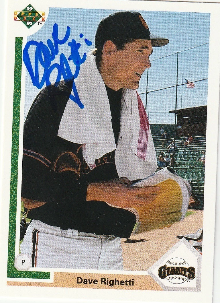 DAVE RIGHETTI SAN FRANCISCO GIANTS  SIGNED 1991 UPPER DECK CARD #778
