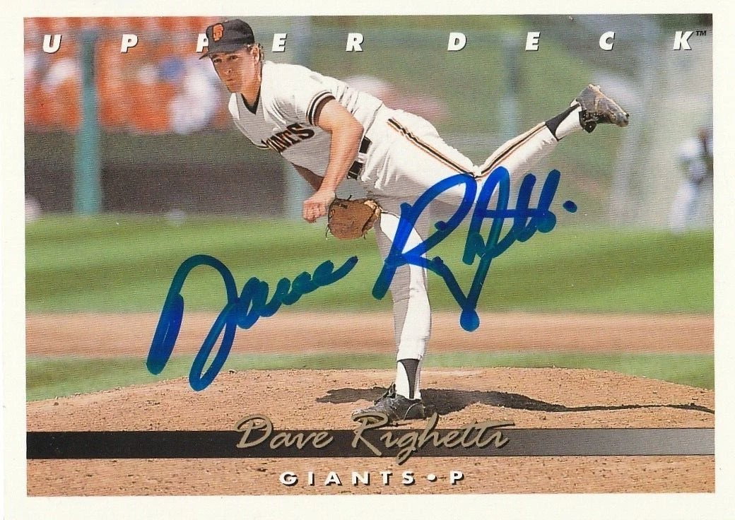 DAVE RIGHETTI SAN FRANCISCO GIANTS  SIGNED 1993 UPPER DECK CARD #579