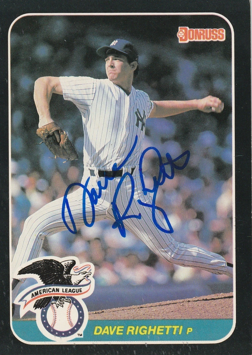 DAVE RIGHETTI NEW YORK YANKEES  SIGNED 1987 DONRUSS ACTION ALL STARS CARD #55
