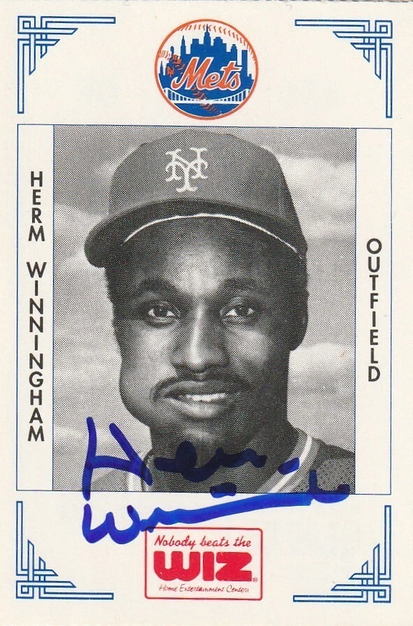 HERM WINNINGHAM  NEW YORK METS  SIGNED 1991 METS WIZ CARD #434