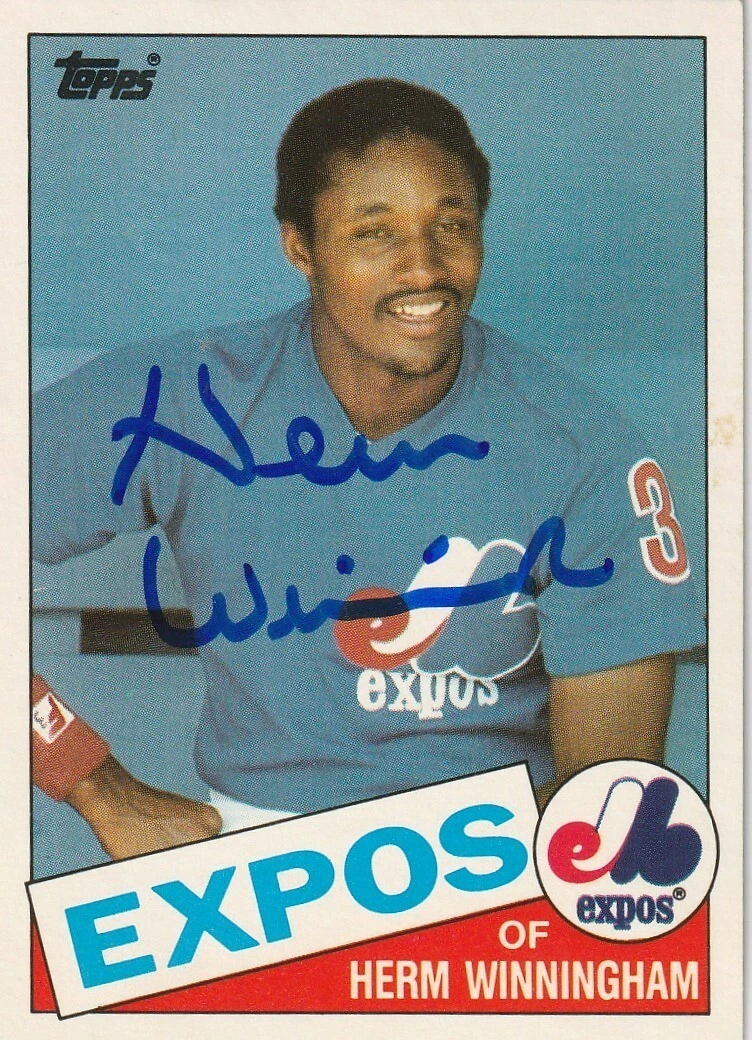 HERM WINNINGHAM  MONTREAL EXPOS  SIGNED 1985 TOPPS TRADED CARD #131T