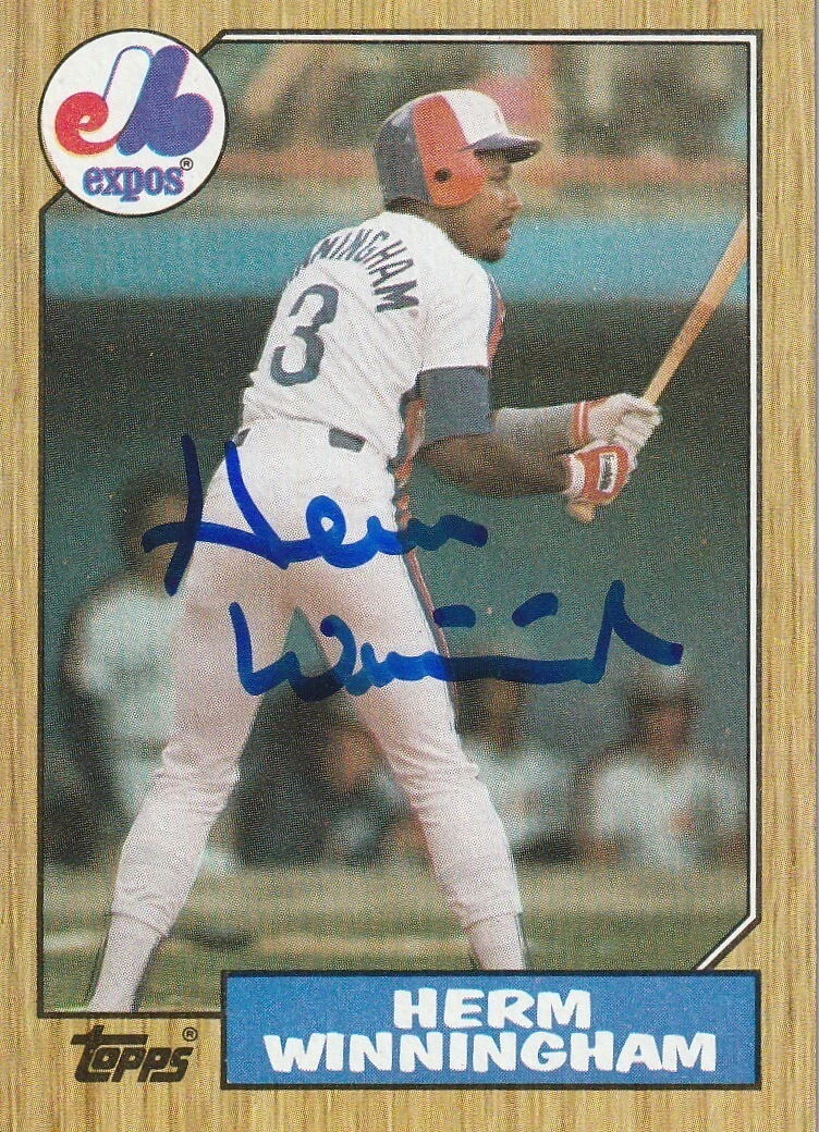 HERM WINNINGHAM  MONTREAL EXPOS  SIGNED 1987 TOPPS CARD #141