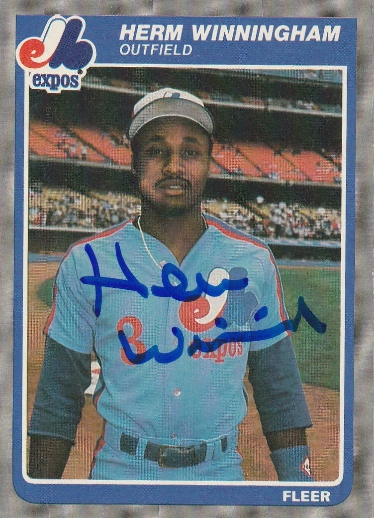 HERM WINNINGHAM  MONTREAL EXPOS SIGNED 1985 FLEER UPDATE CARD #U-130