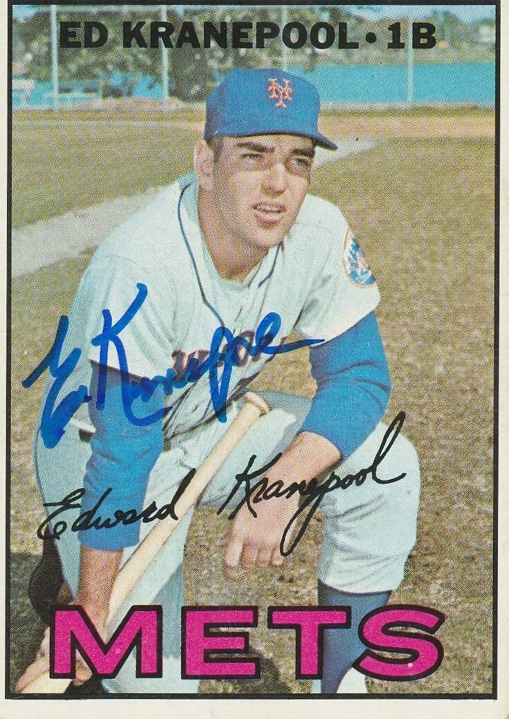 ED KRANEPOOL NEW YORK METS SIGNED 1967 TOPPS CARD #452