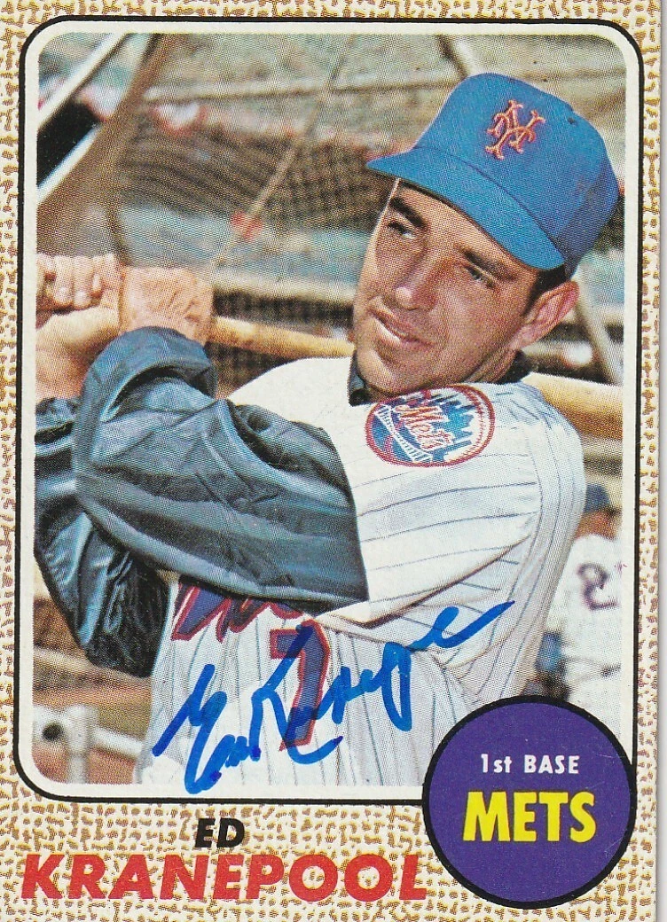 ED KRANEPOOL  NEW YORK METS SIGNED 1968 TOPPS CARD #92
