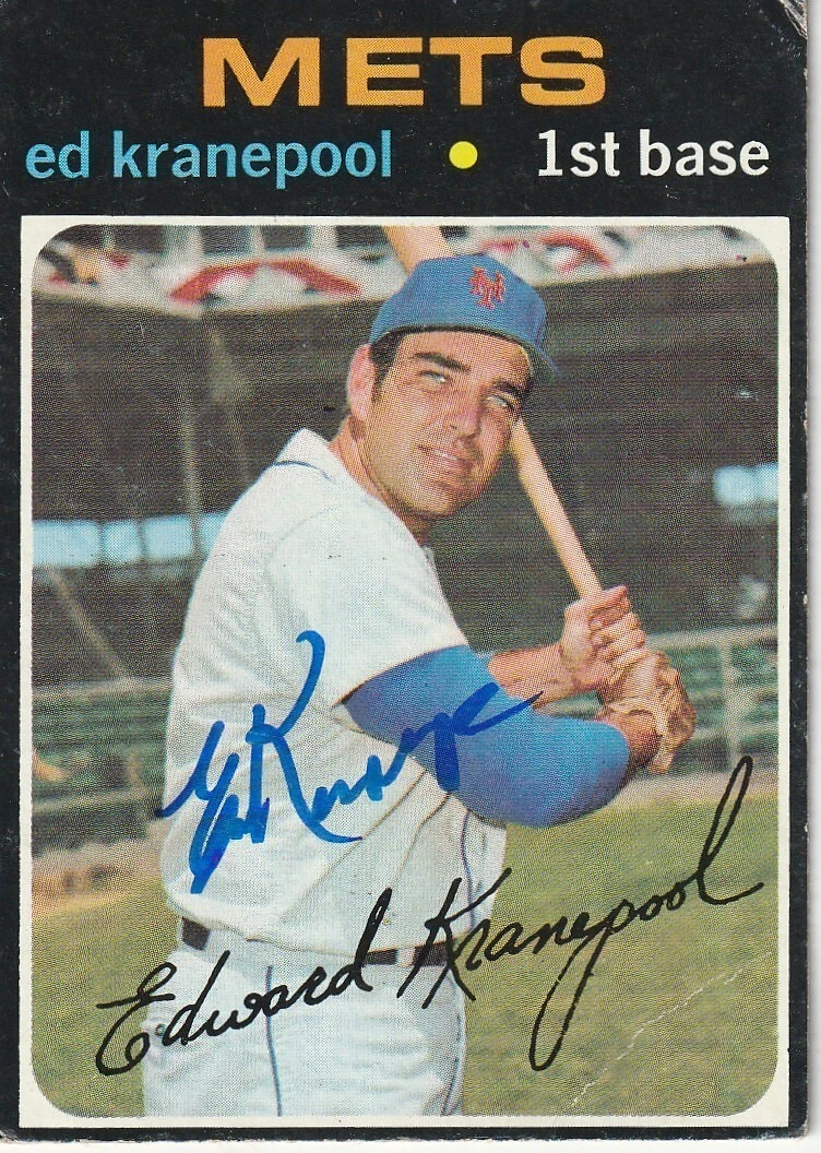 ED KRANEPOOL NEW YORK METS SIGNED 1971 TOPPS CARD #573