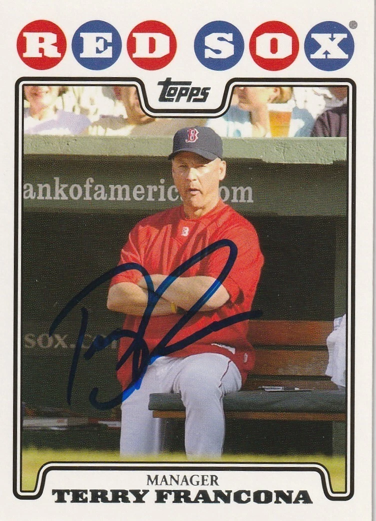 TERRY FRANCONA BOSTON RED SOX  SIGNED 2008 TOPPS CARD #123