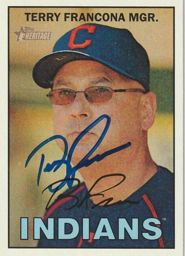TERRY FRANCONA CLEVELAND INDIANS  SIGNED 2016 TOPPS HERITAGE CARD #264