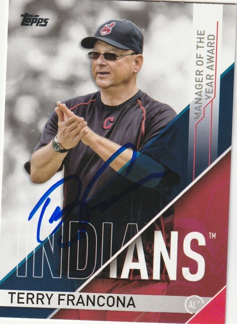 TERRY FRANCONA CLEVELAND INDIANS  SIGNED 2017 TOPPS MLB AWARDS CARD #MOY-1