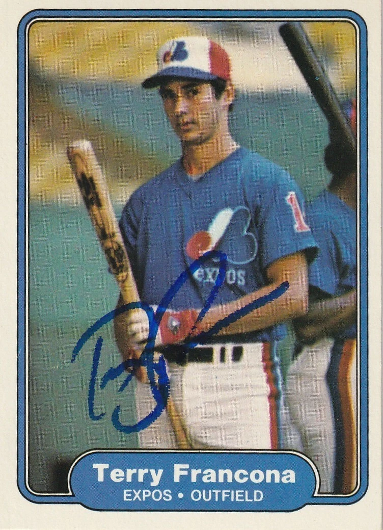 TERRY FRANCONA MONTREAL EXPOS  SIGNED 1982 FLEER CARD #188