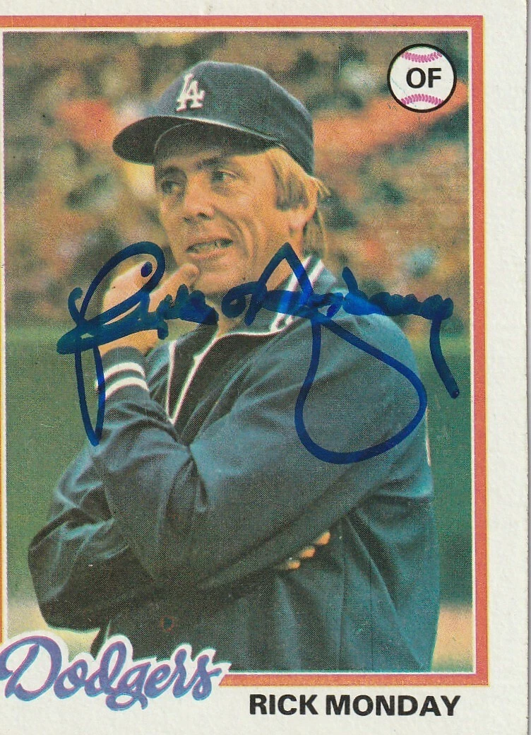 RICK MONDAY LOS ANGELES DODGERS  SIGNED 1978 TOPPS CARD #145