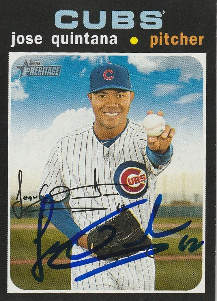JOSE QUINTANA CHICAGO CUBS  SIGNED 2020 TOPPS HERITAGE CARD #26