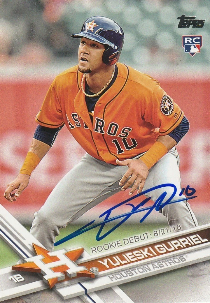 YULIESKI GURRIEL HOUSTON ASTROS SIGNED 2017 TOPPS UPDATE CARD #US8
