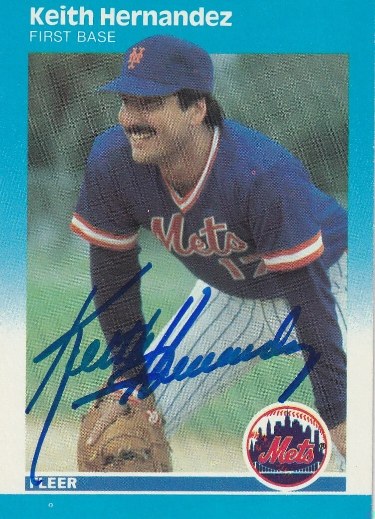 KEITH HERNANDEZ NEW YORK METS  SIGNED 1987 FLEER CARD #12