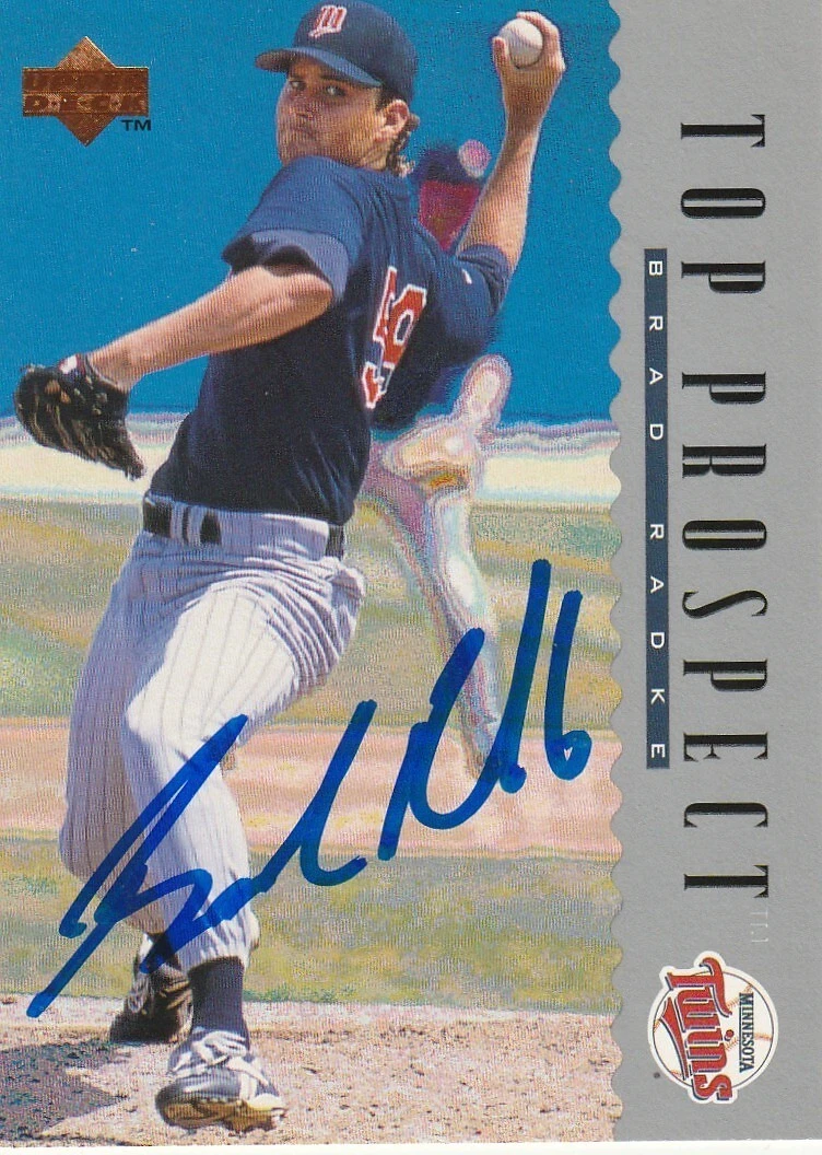 BRAD RADKE MINNESOTA TWINS  SIGNED 1995 UPPER DECK CARD #257