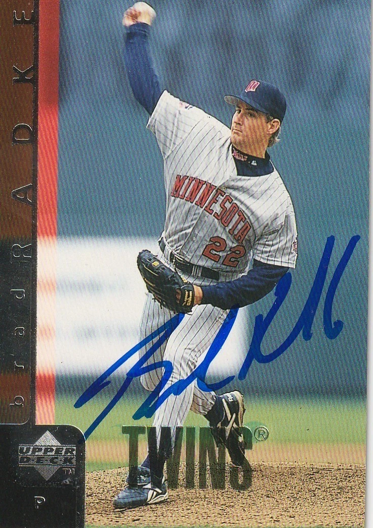 BRAD RADKE MINNESOTA TWINS  SIGNED 1998 UPPER DECK CARD #133
