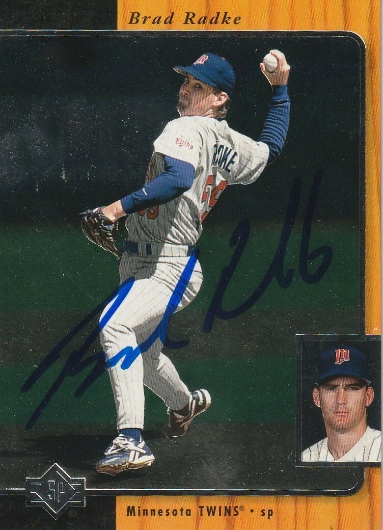 BRAD RADKE MINNESOTA TWINS  SIGNED 1996 UPPER DECK CARD #114