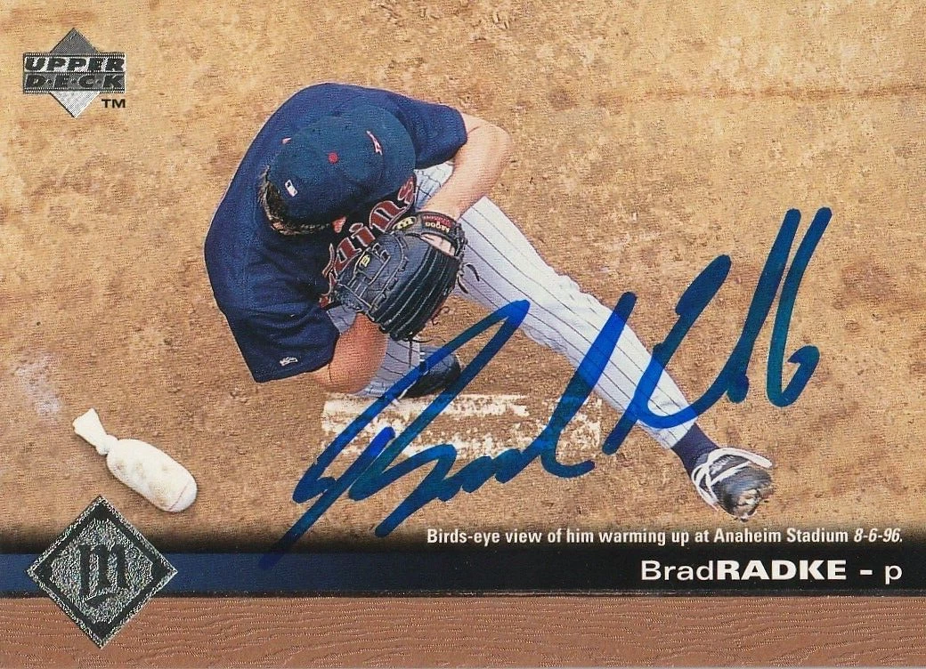 BRAD RADKE MINNESOTA TWINS  SIGNED 1997 UPPER DECK CARD #413