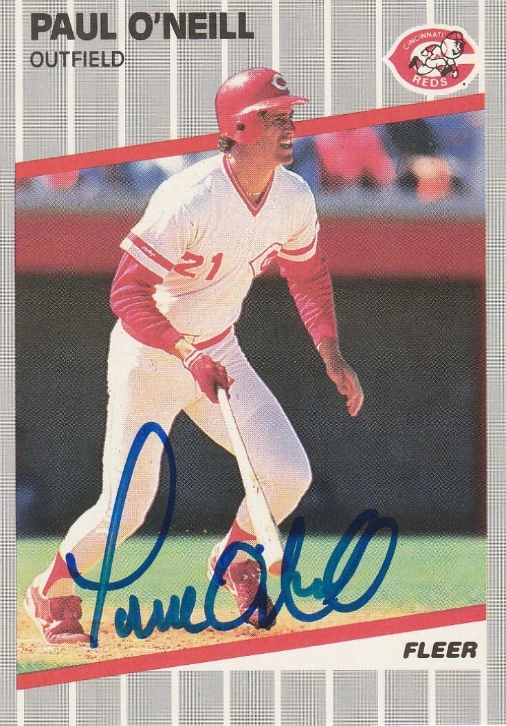 PAUL O'NEILL CINCINNATI REDS  SIGNED 1990 FLEER CARD #166
