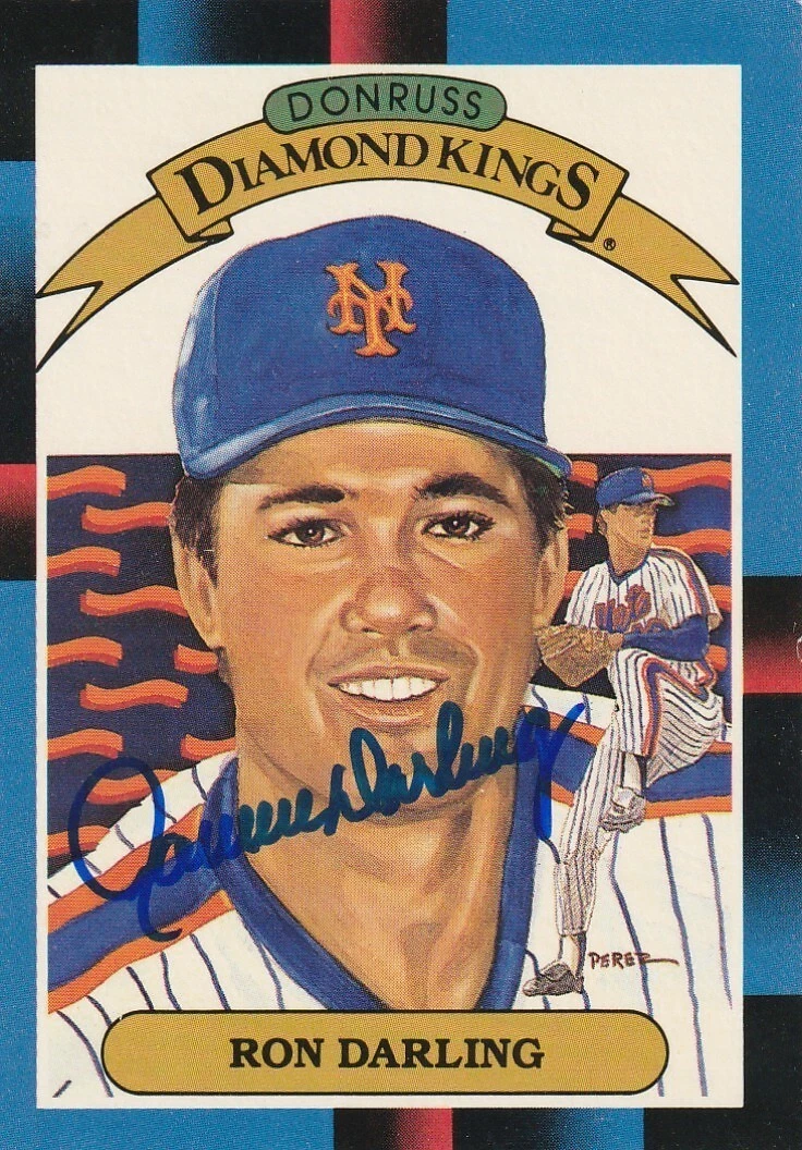 RON DARLING NEW YORK METS  SIGNED 1988 DONRUSS DIAMOND KING CARD #6