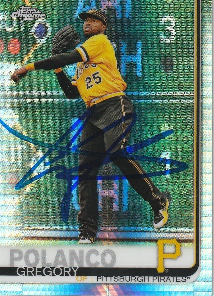 GREGORY POLANCO PITTSBURGH PIRATES SIGNED 2019 TOPPS CHROME REFRACTOR CARD #159