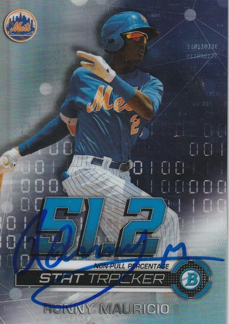 RONNY MAURICIO NEW YORK METS SIGNED 2019 BOWMAN CHROME STAT TRACKER #ST-RM