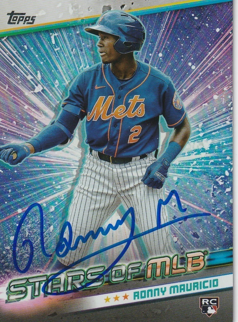 RONNY MAURICIO NEW YORK METS SIGNED 2024 TOPPS CHROME STARS OF MLB CARD #SLMB-11