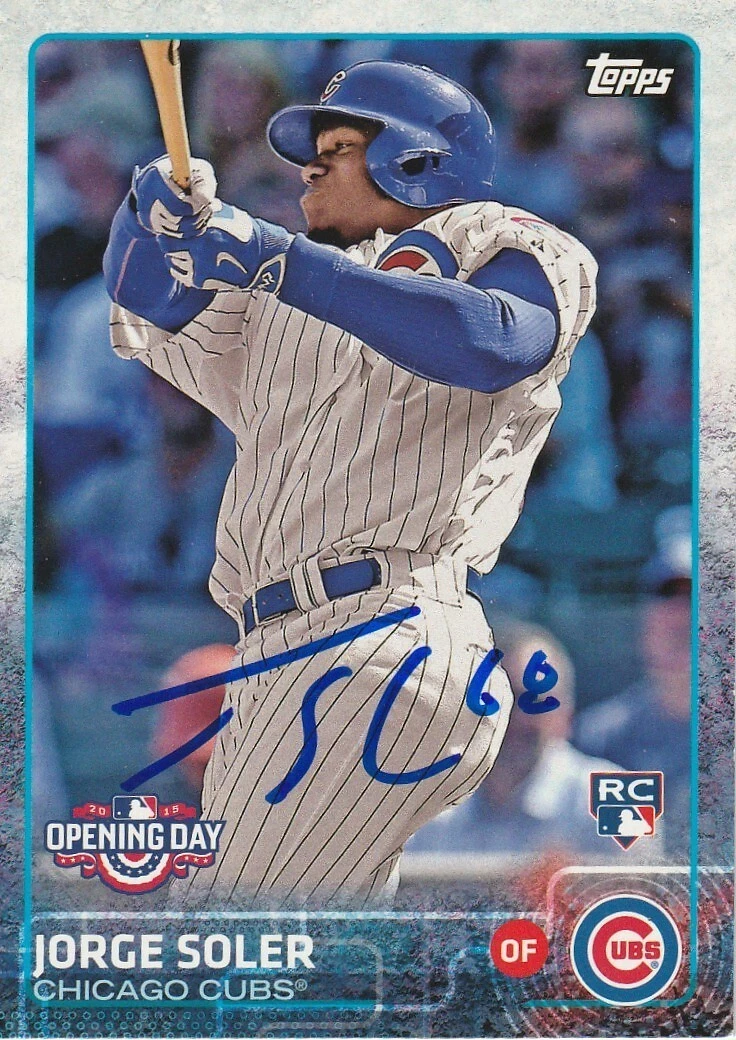 JORGE SOLER CHICAGO CUBS  SIGNED 2015 TOPPS OPENING DAY CARD #25